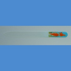 Painted glass nail file, middle size 140/2 mm, Fish pattern 2 Painted nail files