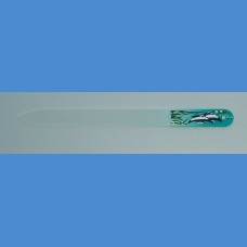Painted glass nail file, middle size 140/2 mm, Fish pattern 3 Painted nail files