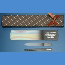 Pánská dárková sada - pinzeta + skleněná škrabka na paty 160/6mm a malý pilník 90/2mm Pro pány