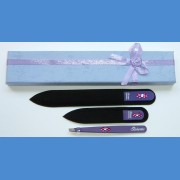 BOHEMIA darčeková sada sklenených pilníkov Swarovski 2SW + pinzeta fialový motív Pinzety a sady