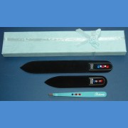 BOHEMIA Swarovski 2SW gift pack glass nail files + tweezer blue pattern No. 22 Tweezers and sets