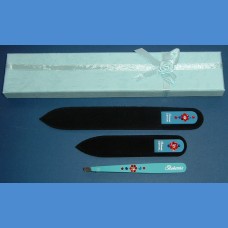 BOHEMIA Swarovski 2SW gift pack glass nail files + blue motive tweezer Tweezers and sets