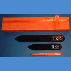 BOHEMIA Swarovski 2SW gift pack glass nail files + orange motive tweezer Tweezers and sets